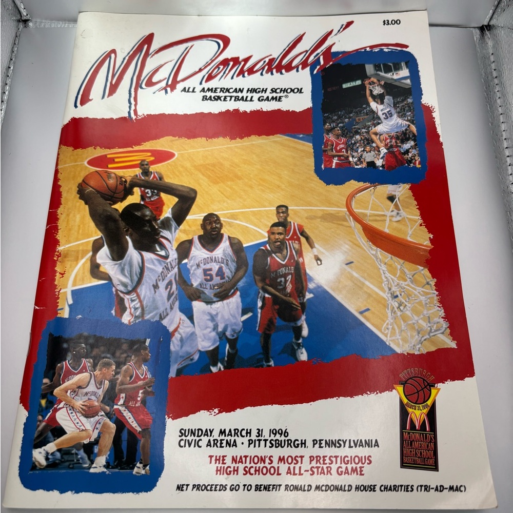 Rare~McDonald's All American Basketball Program-Kobe Bryant Featured Player